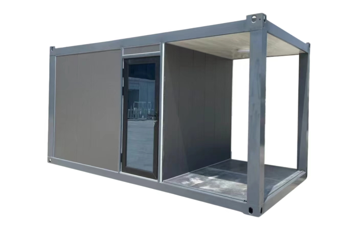 Tilpasset 20 fots fast containerhus med gulv-til-tak-vindu Tilpasset 20 fots fast containerhus med gulv-til-tak-vindu