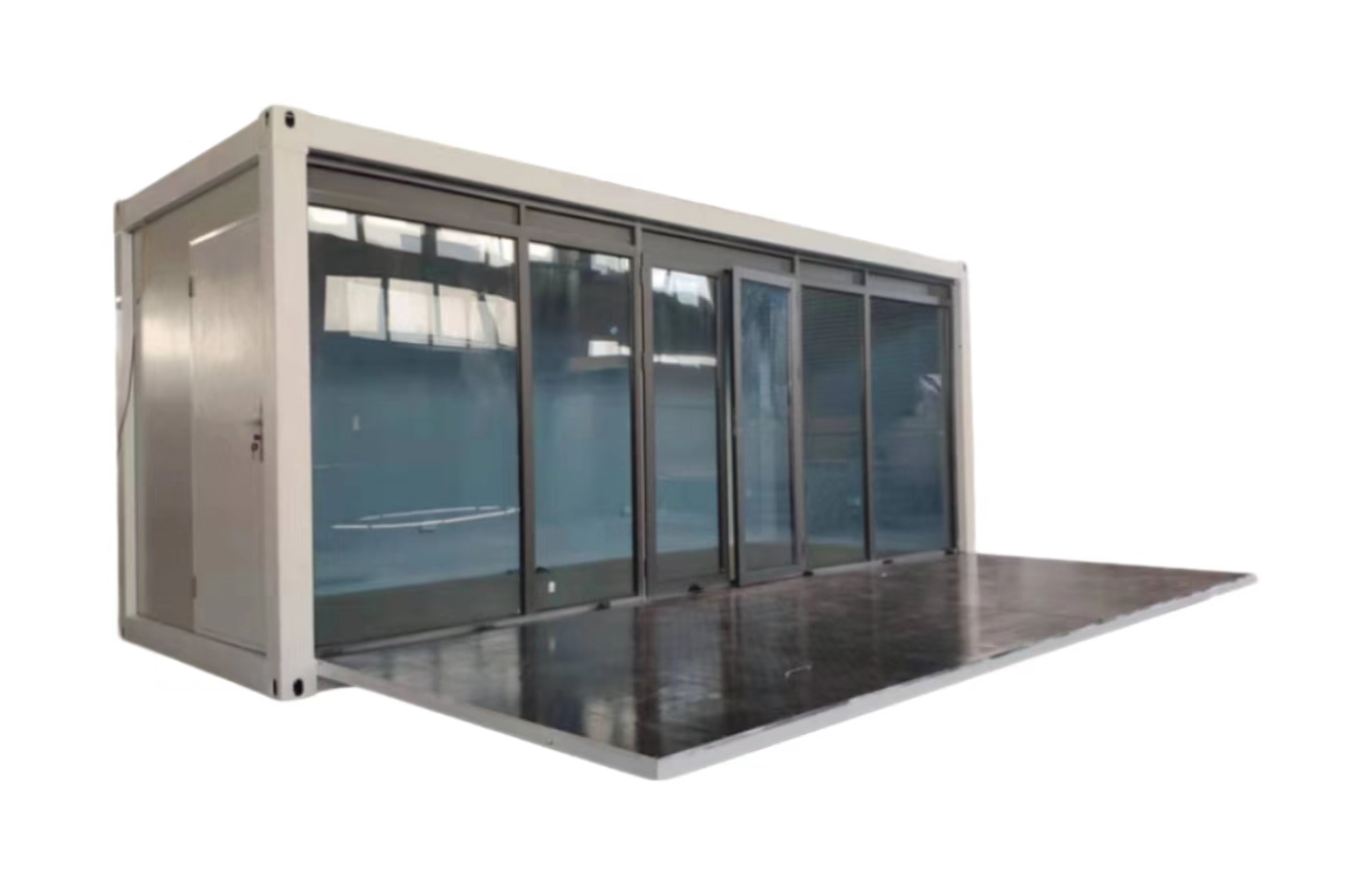 Tilpasset 20 fots fast containerhus med gulv-til-tak-vindu Tilpasset 20 fots fast containerhus med gulv-til-tak-vindu