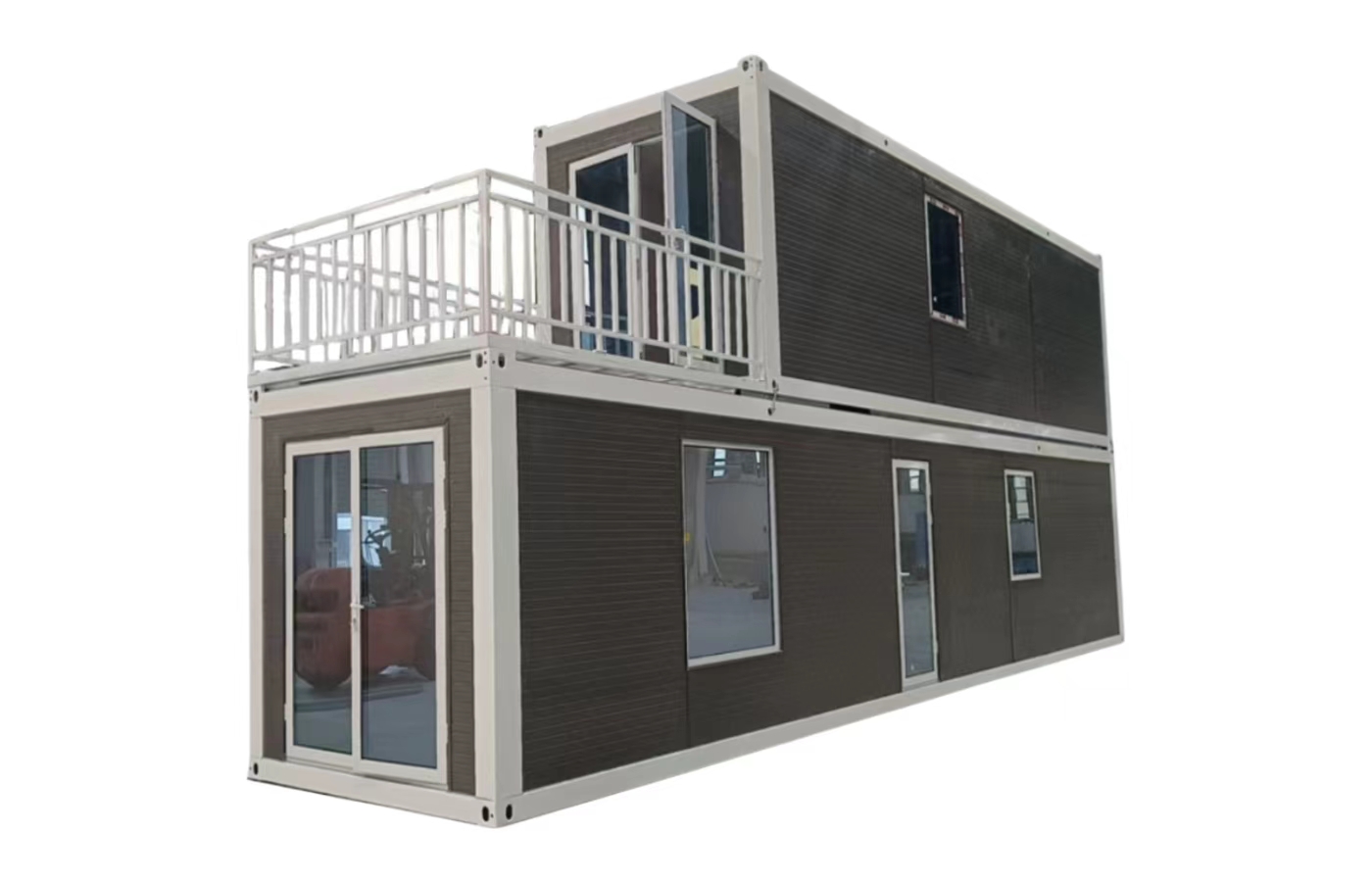 Tilpasset 20 fots fast containerhus med gulv-til-tak-vindu Tilpasset 20 fots fast containerhus med gulv-til-tak-vindu