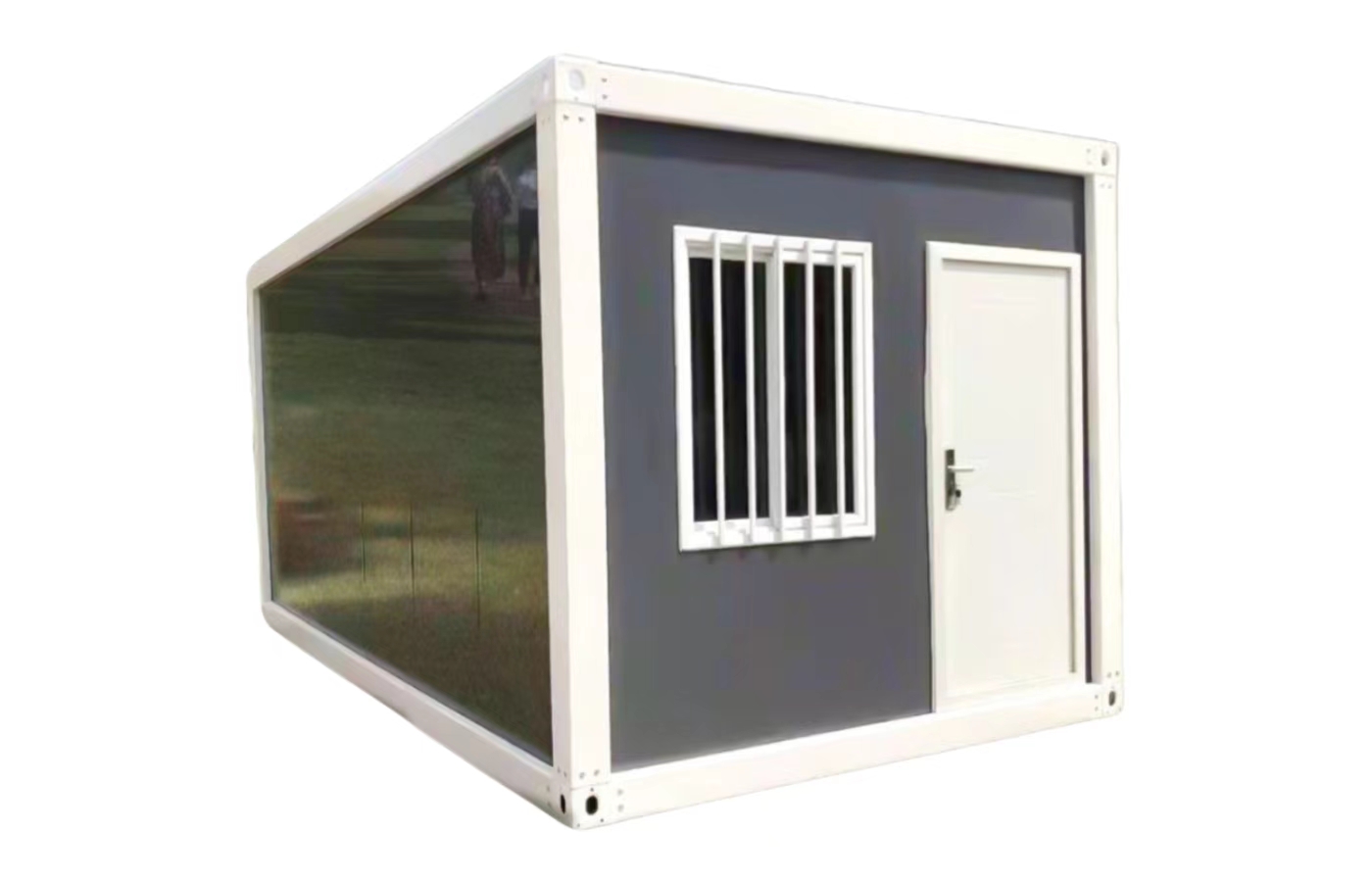 Tilpasset 20 fots fast containerhus med gulv-til-tak-vindu Tilpasset 20 fots fast containerhus med gulv-til-tak-vindu