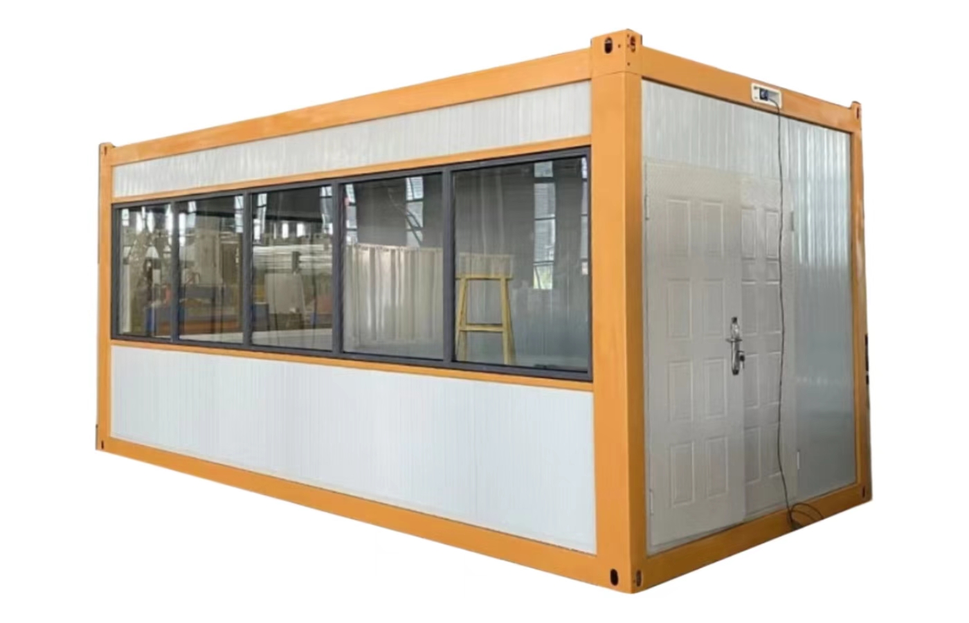 Tilpasset 20 fots fast containerhus med gulv-til-tak-vindu Tilpasset 20 fots fast containerhus med gulv-til-tak-vindu