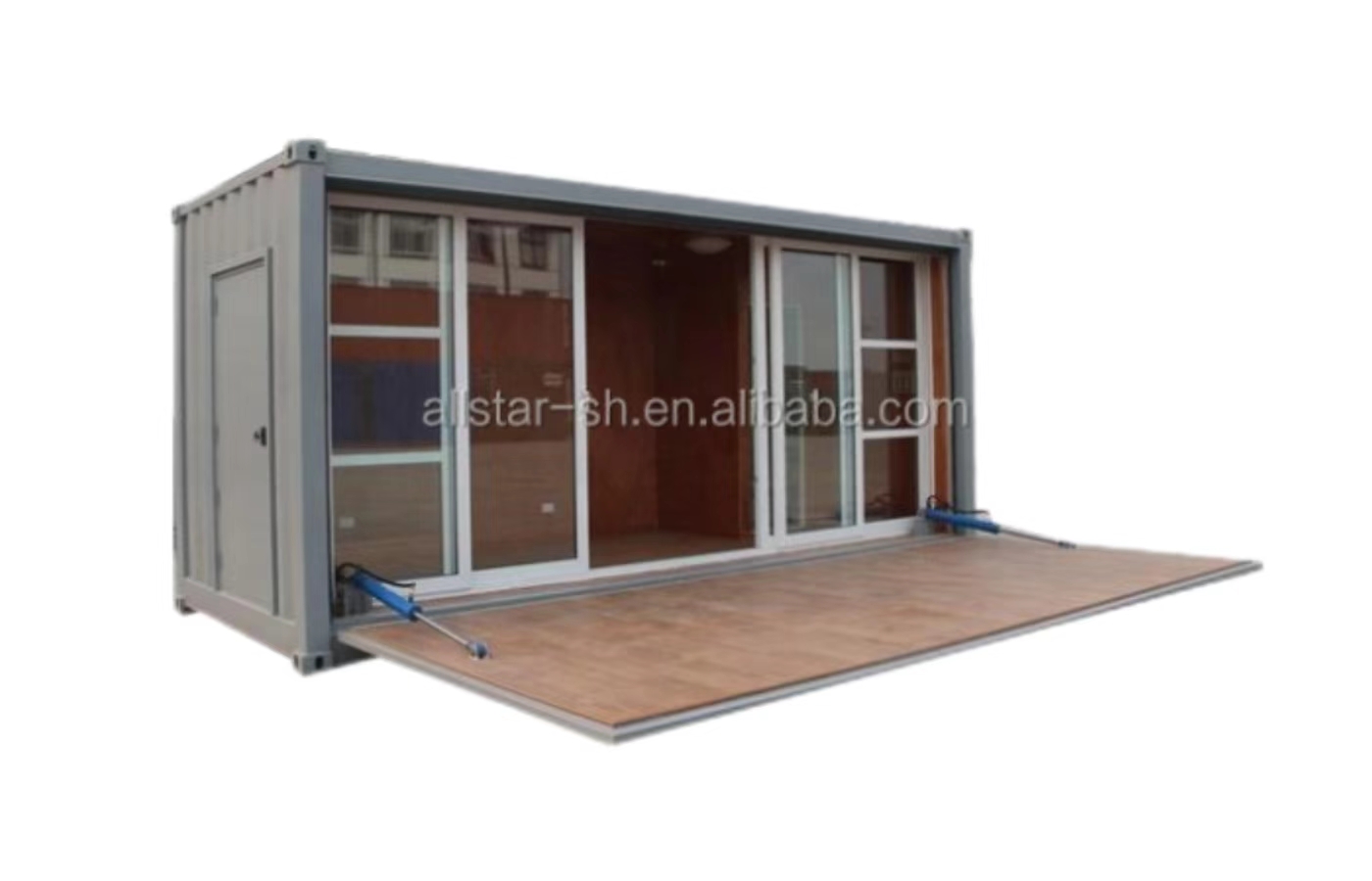 Tilpasset 20 fots fast containerhus med gulv-til-tak-vindu Tilpasset 20 fots fast containerhus med gulv-til-tak-vindu