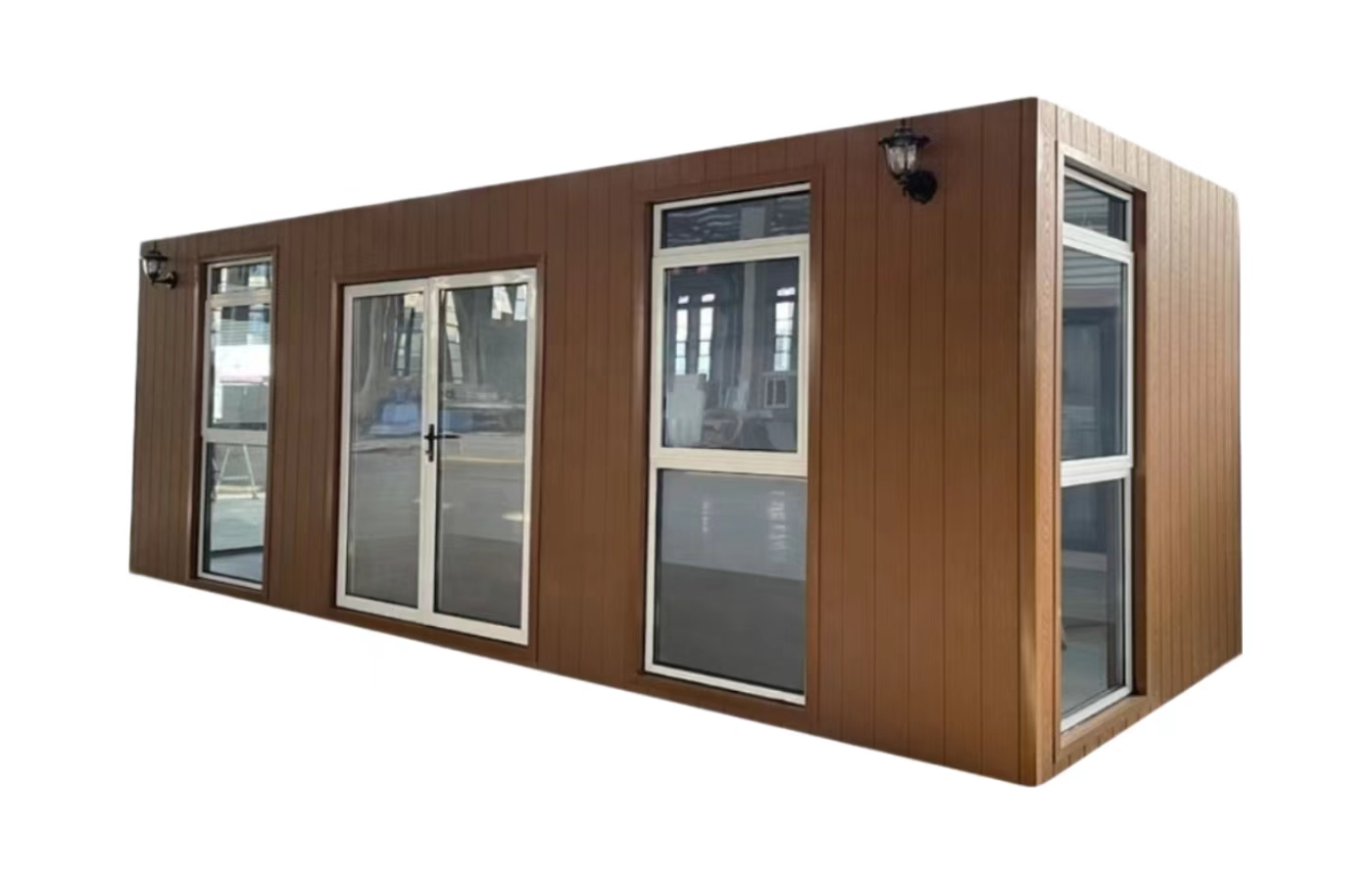 Tilpasset 20 fots fast containerhus med gulv-til-tak-vindu Tilpasset 20 fots fast containerhus med gulv-til-tak-vindu