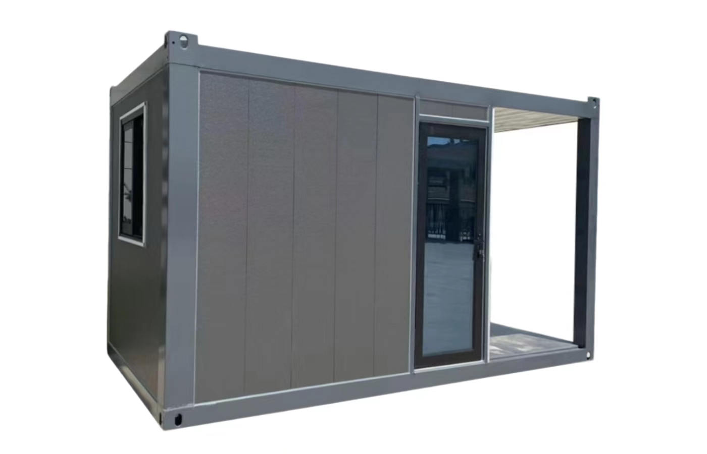 Tilpasset 20 fots fast containerhus med gulv-til-tak-vindu Tilpasset 20 fots fast containerhus med gulv-til-tak-vindu